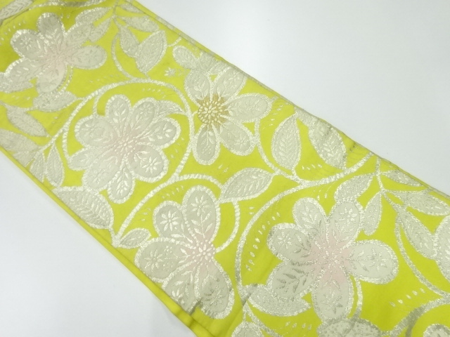 JAPANESE KIMONO / ANTIQUE NAGOYA OBI / SILK / WOVEN FLORAL ARABESQUE